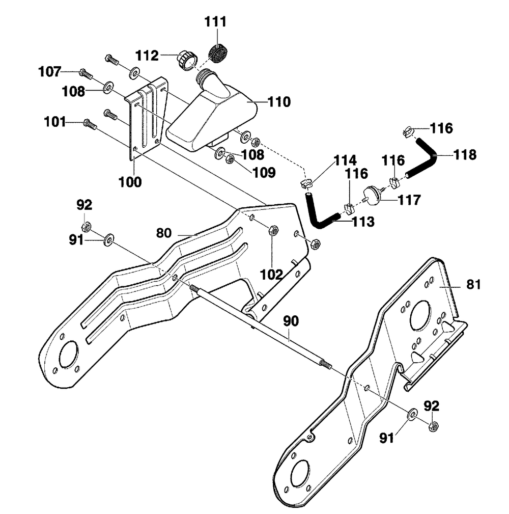 Frame Components Assembly Diagram and Parts List for 621451X85C 2001 Briggs and Stratton Snow Blower